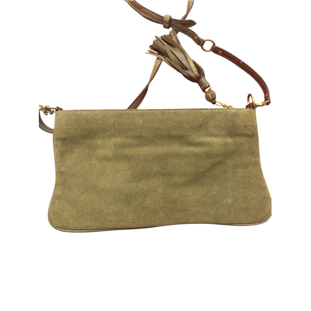 Kendall Conrad Olive Green Suede Tassel Crossbody Bag Leather Boho Luxury - Picture 3 of 8